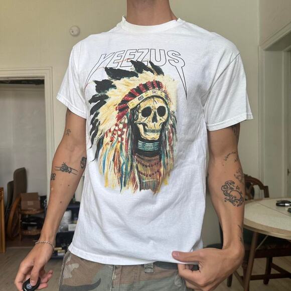 Rare 2013 Kanye Yeezus Tour Indian Chief Graphic Tee Shirt - Picture 7 of 8